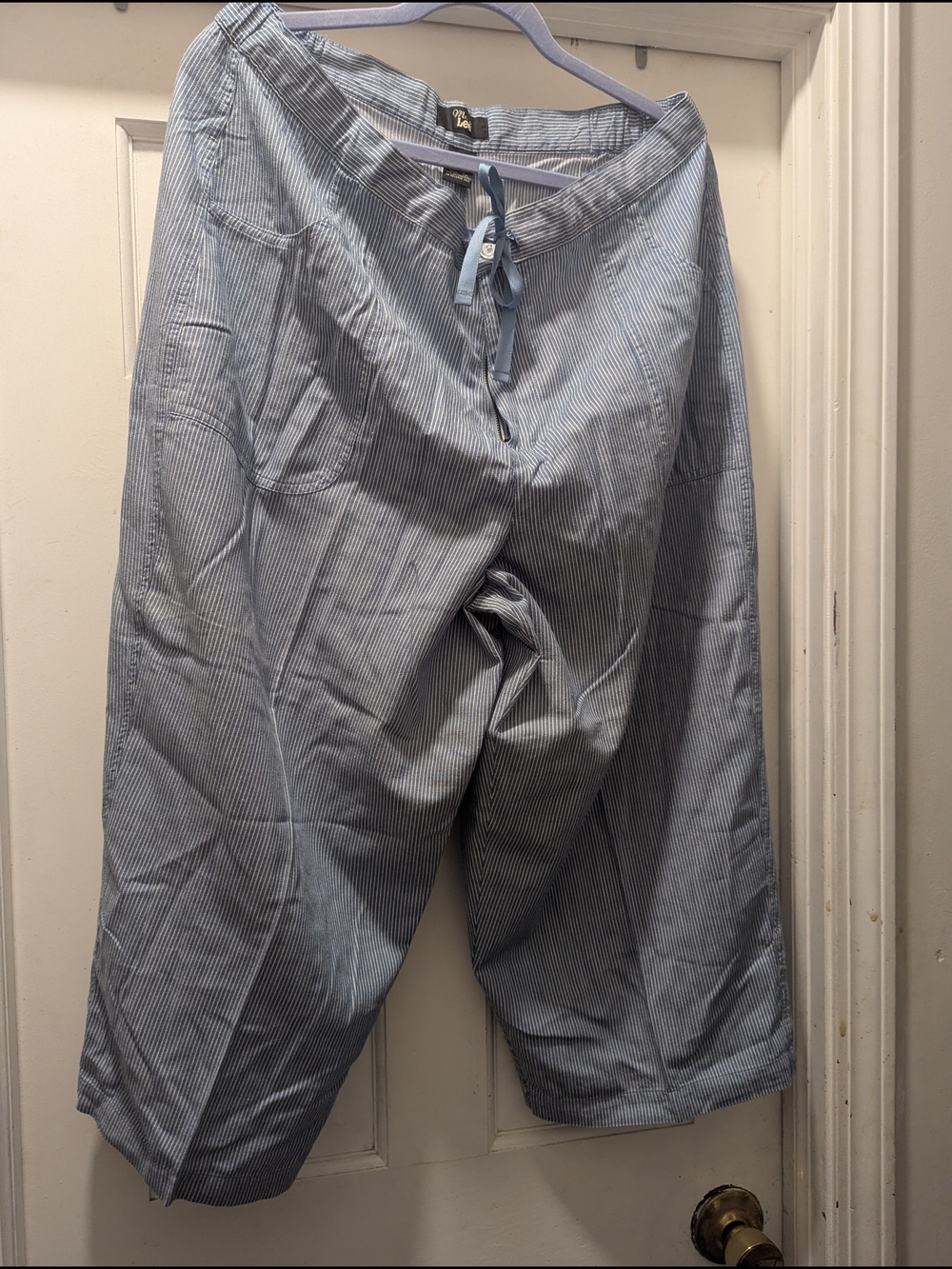 Light Blue Pinstripe Capri Pants
